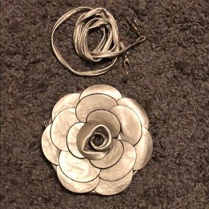 Silver flower crossbody purse